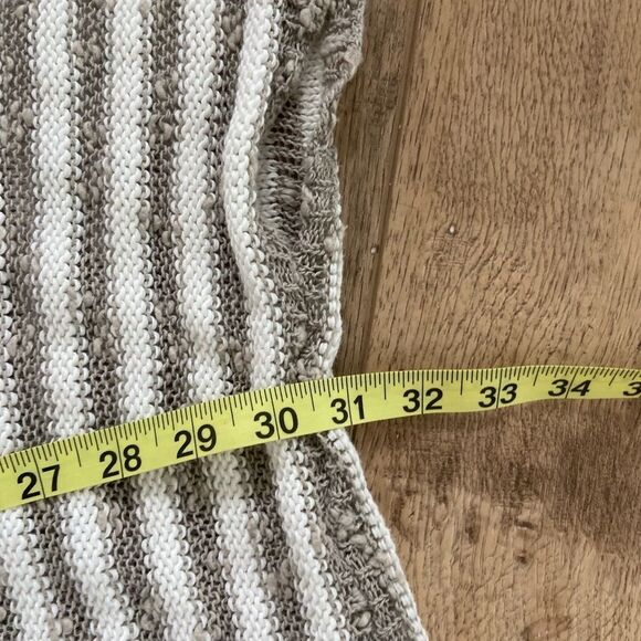 Georgina Estefania LINEN/COTTON LOOSE WEAVE STRIPE asymmetrical ARM top M - Picture 11 of 16